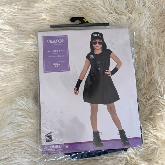 Girls 3 piece SWAT cop police woman black navy Halloween costume sz S cop woman - Picture 11 of 16